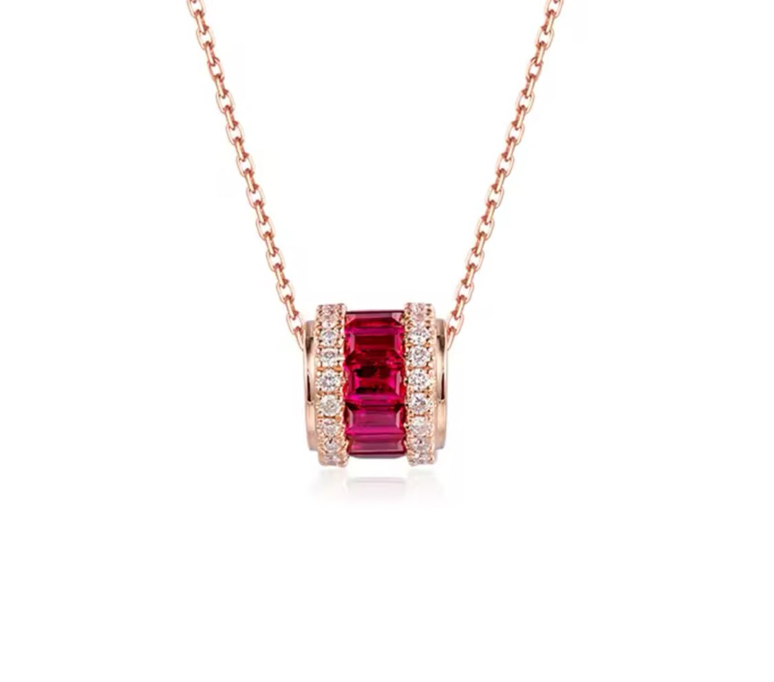 18Kt Rose Gold 0.85 ct Ruby Pendants
