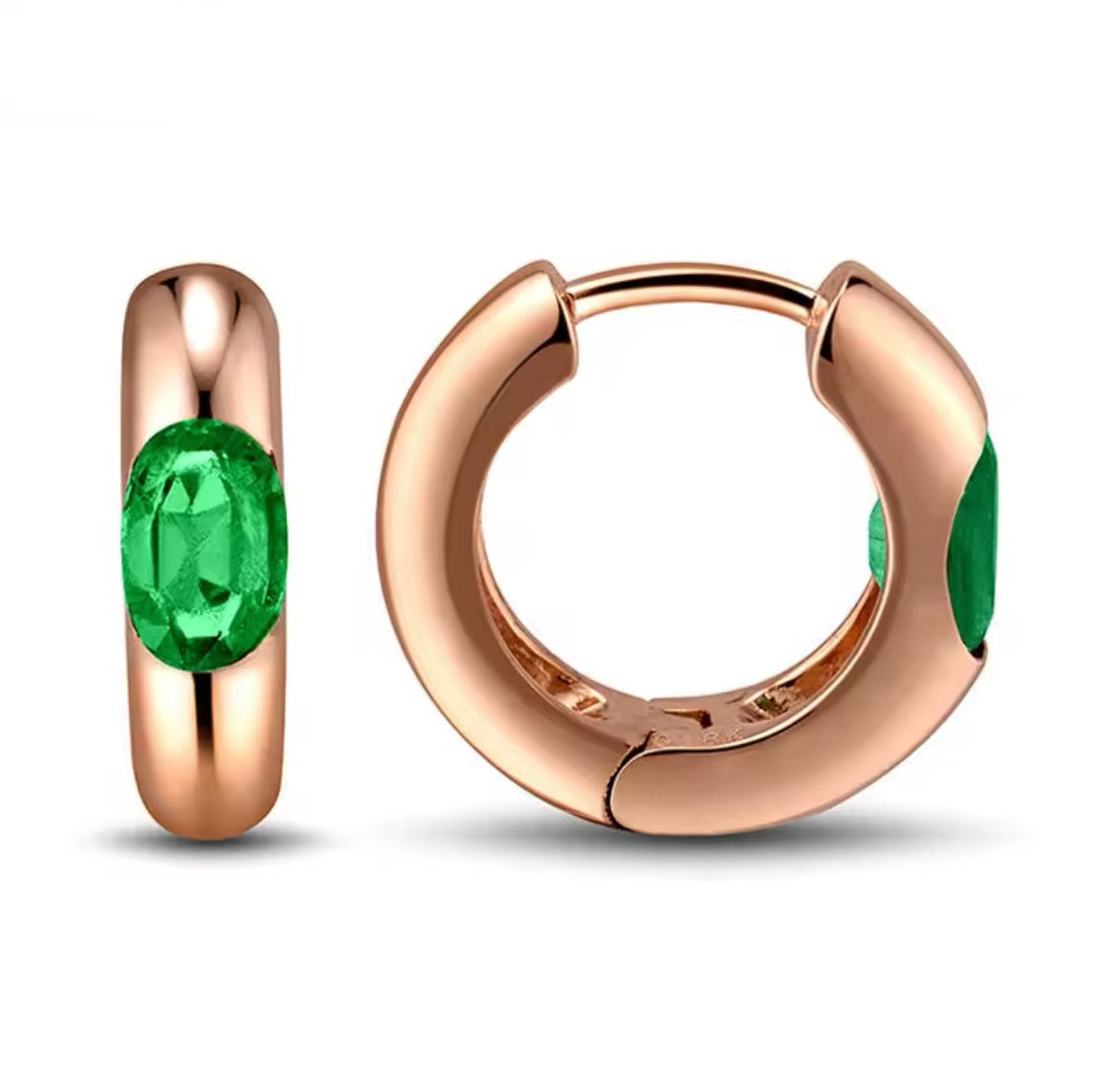 18Kt Rose Gold 1.00 ct Emerald Earring