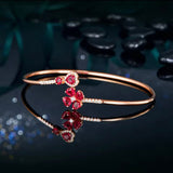 18Kt Rose Gold 1.79 ct Ruby Bracelet with Natural Diamonds