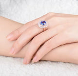 18Kt Rose Gold 2.09 ct Tanzanite Ring with Diamonds
