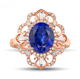 18Kt Rose Gold 2.28 ct Tanzanite Ring with Diamonds