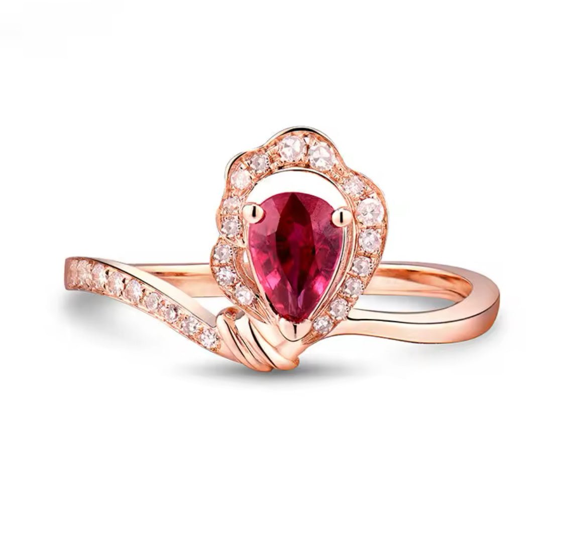 18Kt Rose Gold Diamond & 0.49 ct Ruby Ring