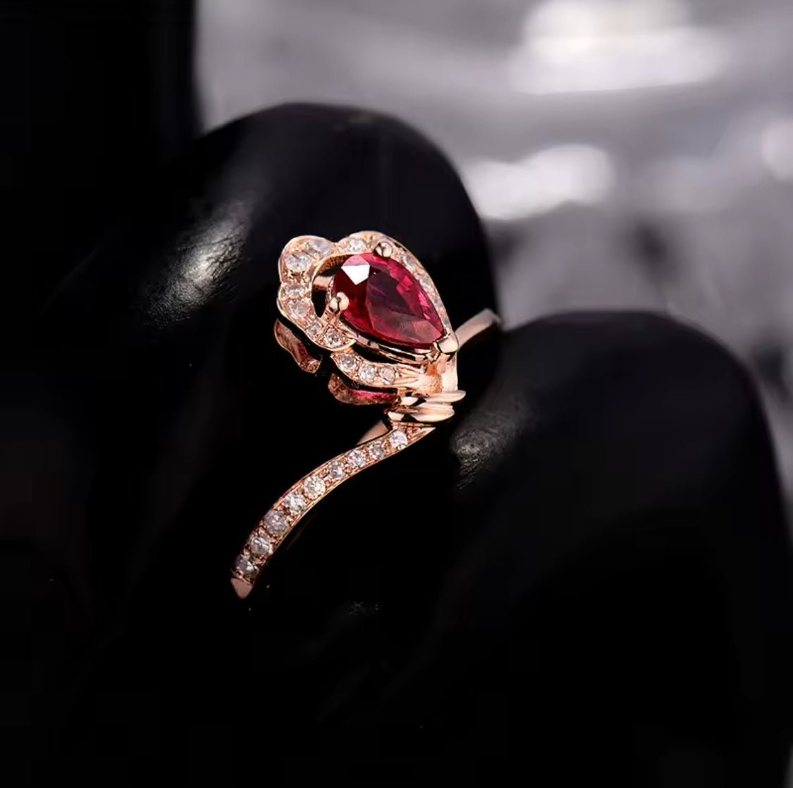 18Kt Rose Gold Diamond & 0.49 ct Ruby Ring