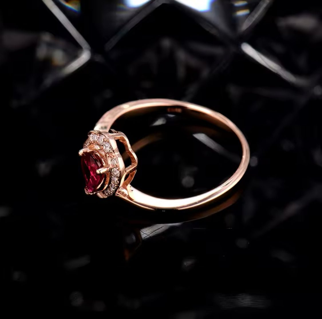 18Kt Rose Gold Diamond & 0.49 ct Ruby Ring