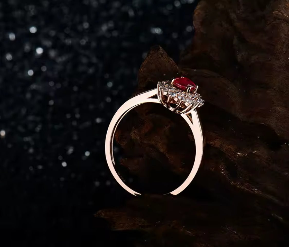 18Kt Rose Gold Diamond & 0.73 ct Ruby Ring