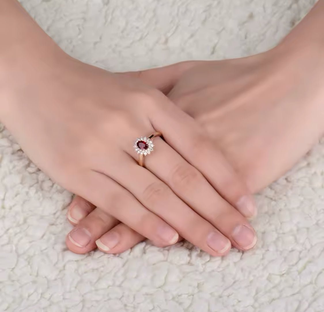 18Kt Rose Gold Diamond & 0.73 ct Ruby Ring