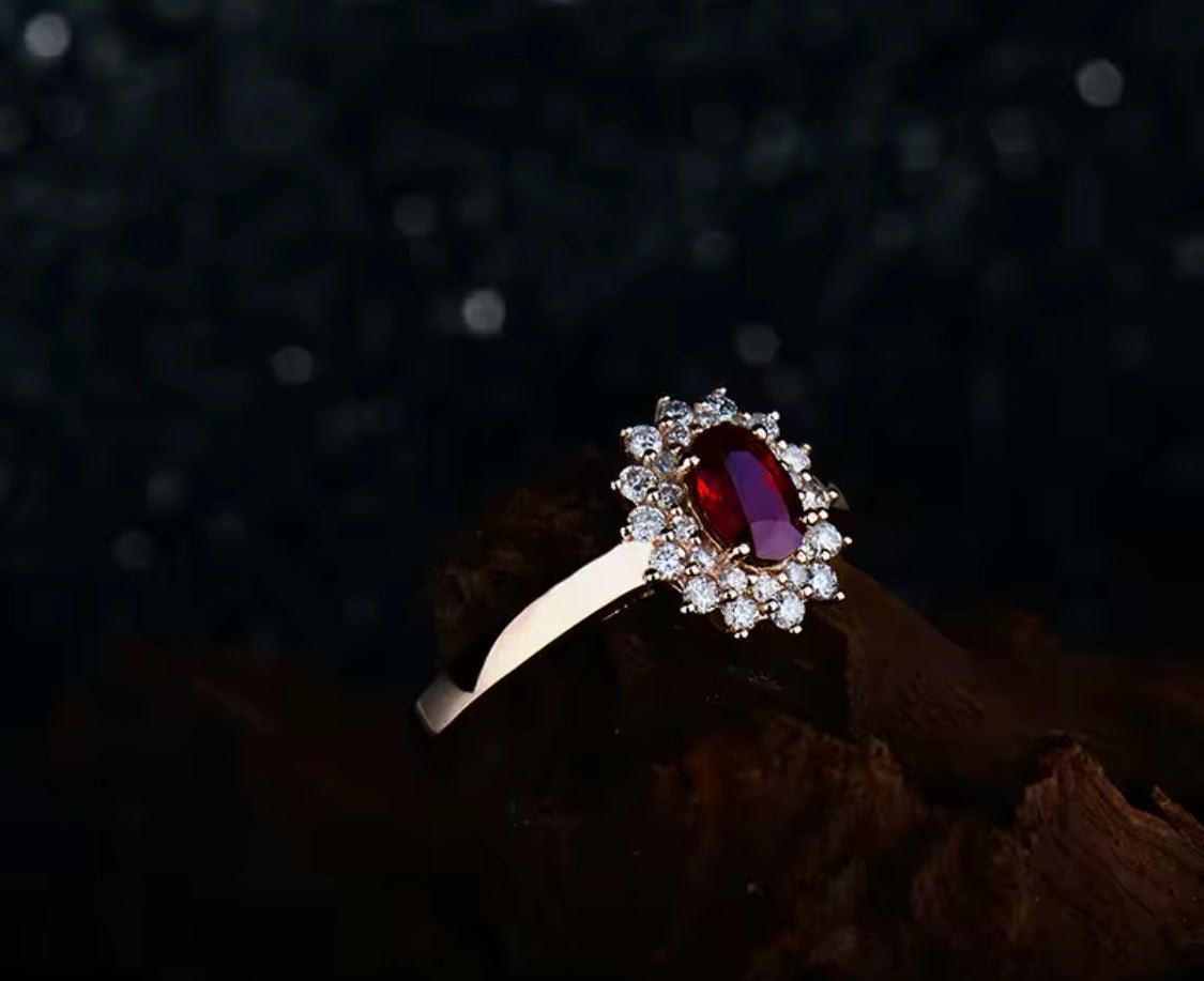 18Kt Rose Gold Diamond & 0.73 ct Ruby Ring