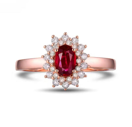 18Kt Rose Gold Diamond & 0.73 ct Ruby Ring