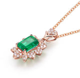 18Kt Rose Gold Diamond & 0.90 ct Emerald Pendant