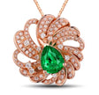 18Kt Rose Gold Diamond 1.50 ct Emerald Pendant