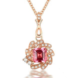 18Kt Rose Gold Natural Diamond 0.56 ct Tourmaline Pendant