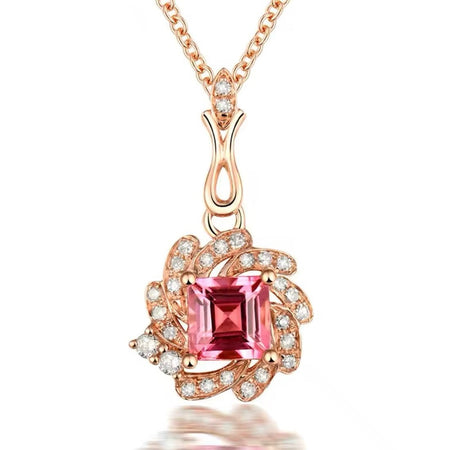 18Kt Rose Gold Natural Diamond 0.56 ct Tourmaline Pendant
