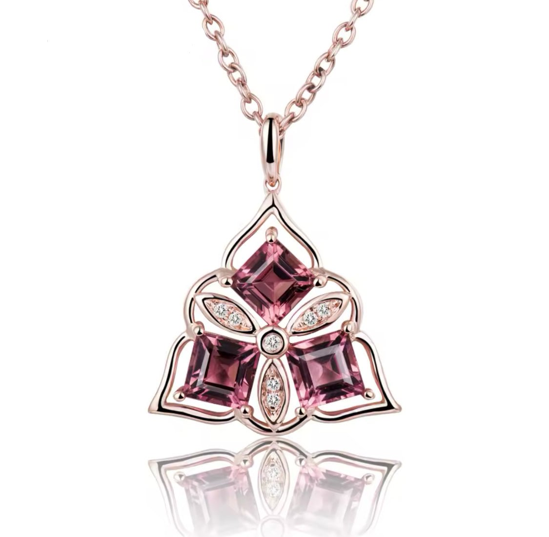 18Kt Rose Gold Natural Diamond 1.60 ct Tourmaline Pendant