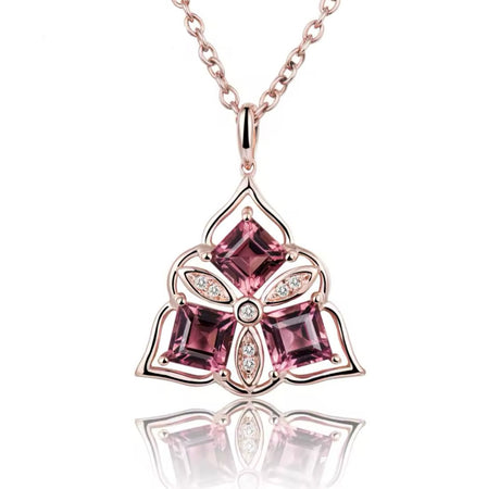 18Kt Rose Gold Natural Diamond 1.60 ct Tourmaline Pendant