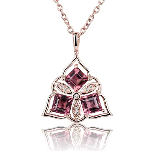 18Kt Rose Gold Natural Diamond 1.60 ct Tourmaline Pendant