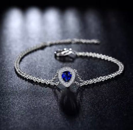 18Kt White Gold 0.44 ct Sapphire Bracelet with Diamonds 0.09 ct
