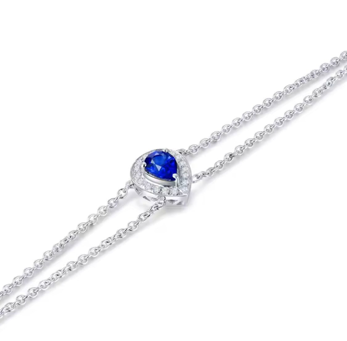 18Kt White Gold 0.44 ct Sapphire Bracelet with Diamonds 0.09 ct