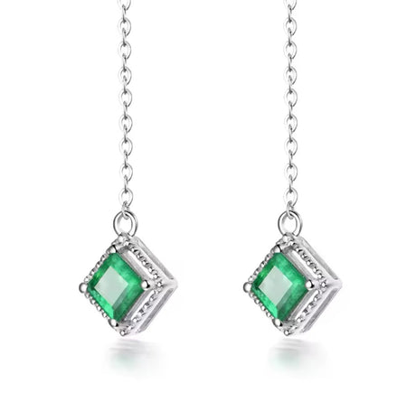 18Kt White Gold 0.60 ct Emerald Earrings