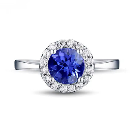18Kt White Gold 0.85 ct Tanzanite Ring with Diamonds