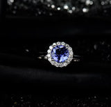 18Kt White Gold 0.85 ct Tanzanite Ring with Diamonds
