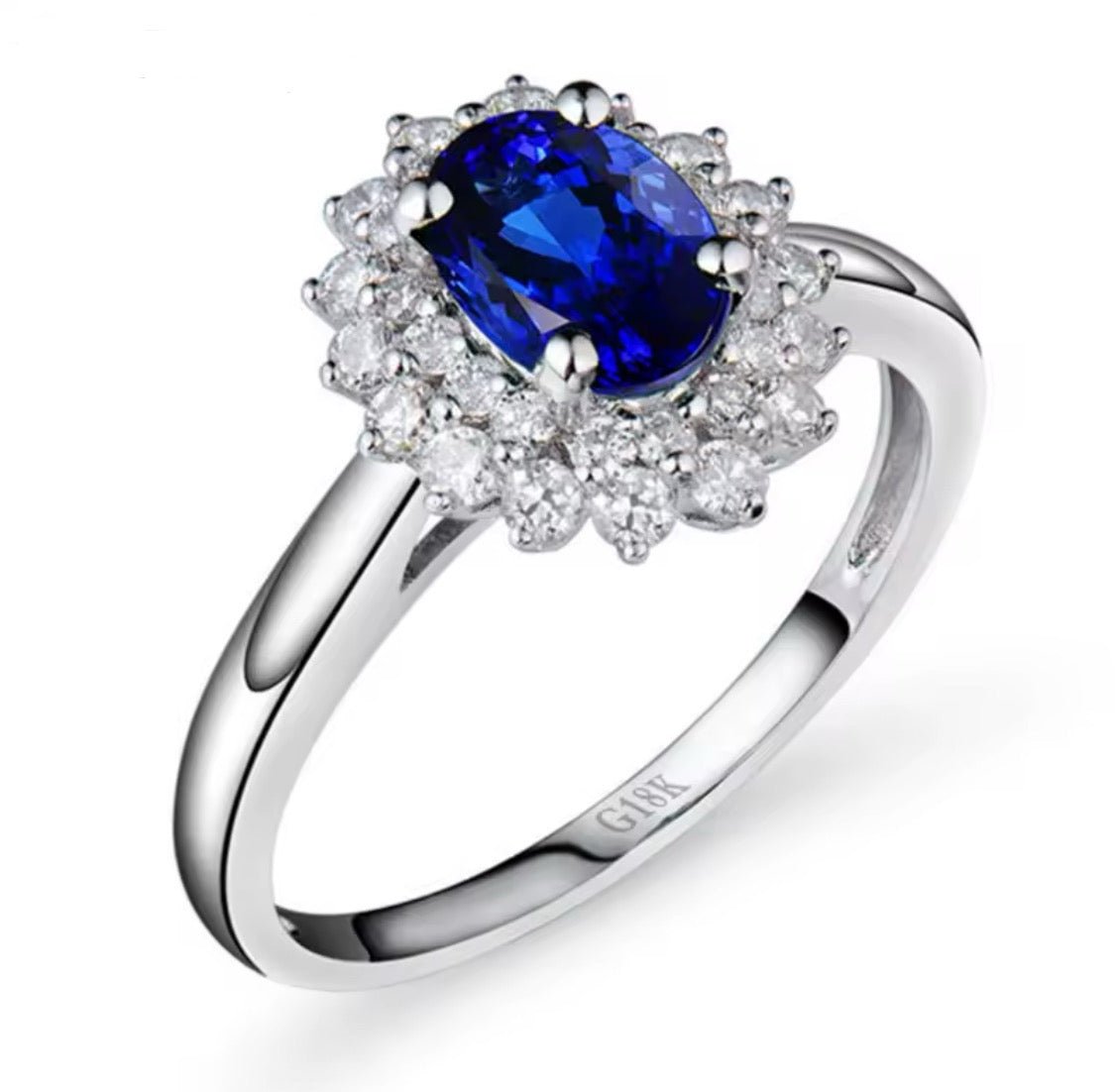 18Kt White Gold 0.88 ct Tanzanite Ring with Diamonds