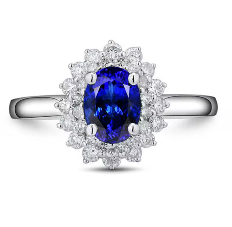 18Kt White Gold 0.88 ct Tanzanite Ring with Diamonds