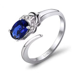 18Kt White Gold 0.90 ct Sapphire Ring with Natural Diamonds