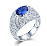 18Kt White Gold 1.00 ct Sapphire Ring with Natural Diamonds (Unisex)