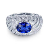 18Kt White Gold 1.00 ct Sapphire Ring with Natural Diamonds (Unisex)
