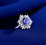 18Kt White Gold 1.25 ct Tanzanite Ring with Diamonds