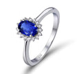 18Kt White Gold 1.31 ct Sapphire Ring with Natural Diamonds
