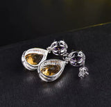 18Kt White - Gold 13.69 ct Citrine & Amethyst Earrings