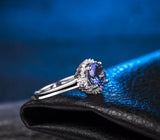 18Kt White Gold 1.40 ct Tanzanite Ring with Diamonds