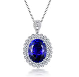 18Kt White Gold 14.86 ct Tanzanite Ring / Pendant with Diamonds (Unisex)