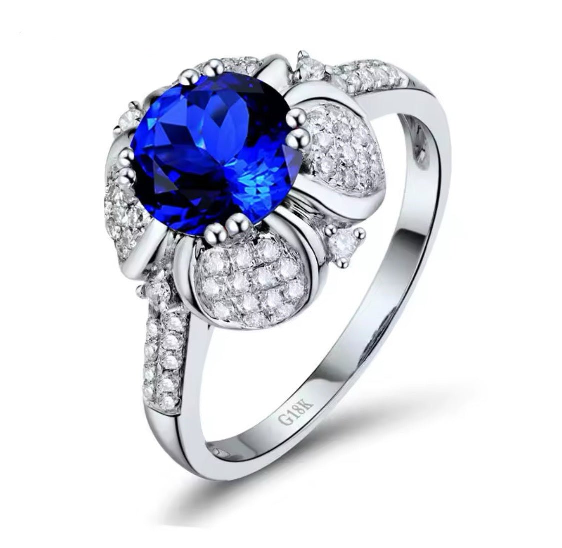 18Kt White Gold 1.52 ct Tanzanite Ring with Diamonds