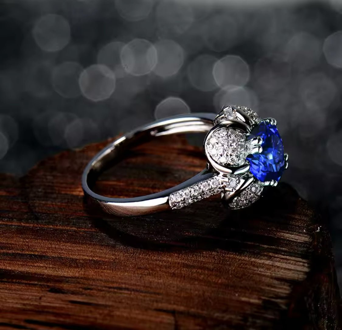18Kt White Gold 1.52 ct Tanzanite Ring with Diamonds