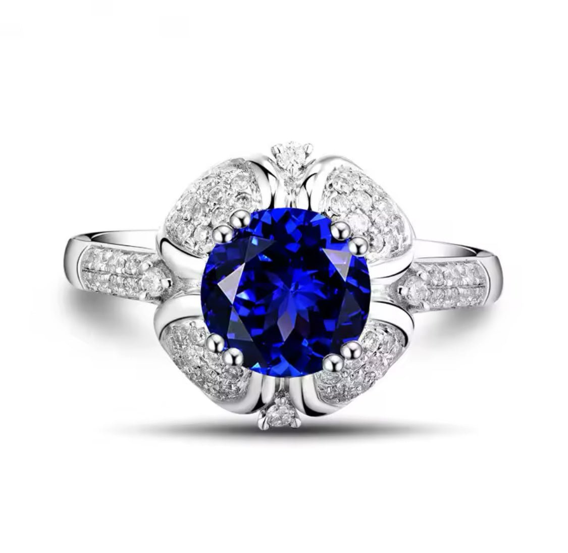 18Kt White Gold 1.52 ct Tanzanite Ring with Diamonds
