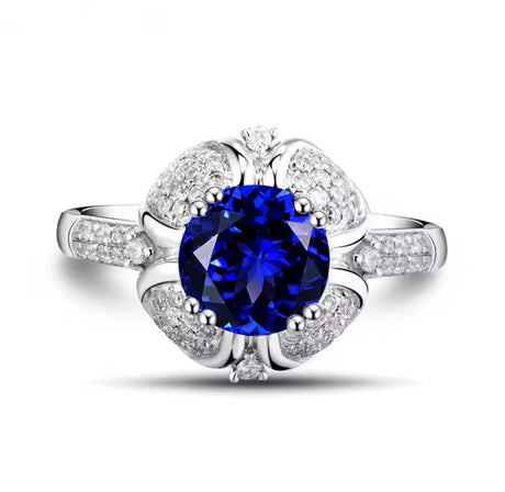 18Kt White Gold 1.52 ct Tanzanite Ring with Diamonds