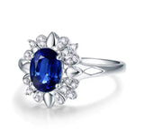 18Kt White Gold 1.62 ct Sapphire Ring with Natural Diamonds