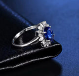 18Kt White Gold 1.62 ct Sapphire Ring with Natural Diamonds