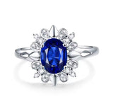 18Kt White Gold 1.62 ct Sapphire Ring with Natural Diamonds