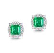 18Kt White Gold 1.70 ct Emerald Earrings with Diamonds