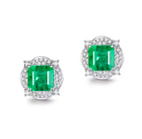 18Kt White Gold 1.70 ct Emerald Earrings with Diamonds