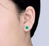 18Kt White Gold 1.70 ct Emerald Earrings with Diamonds