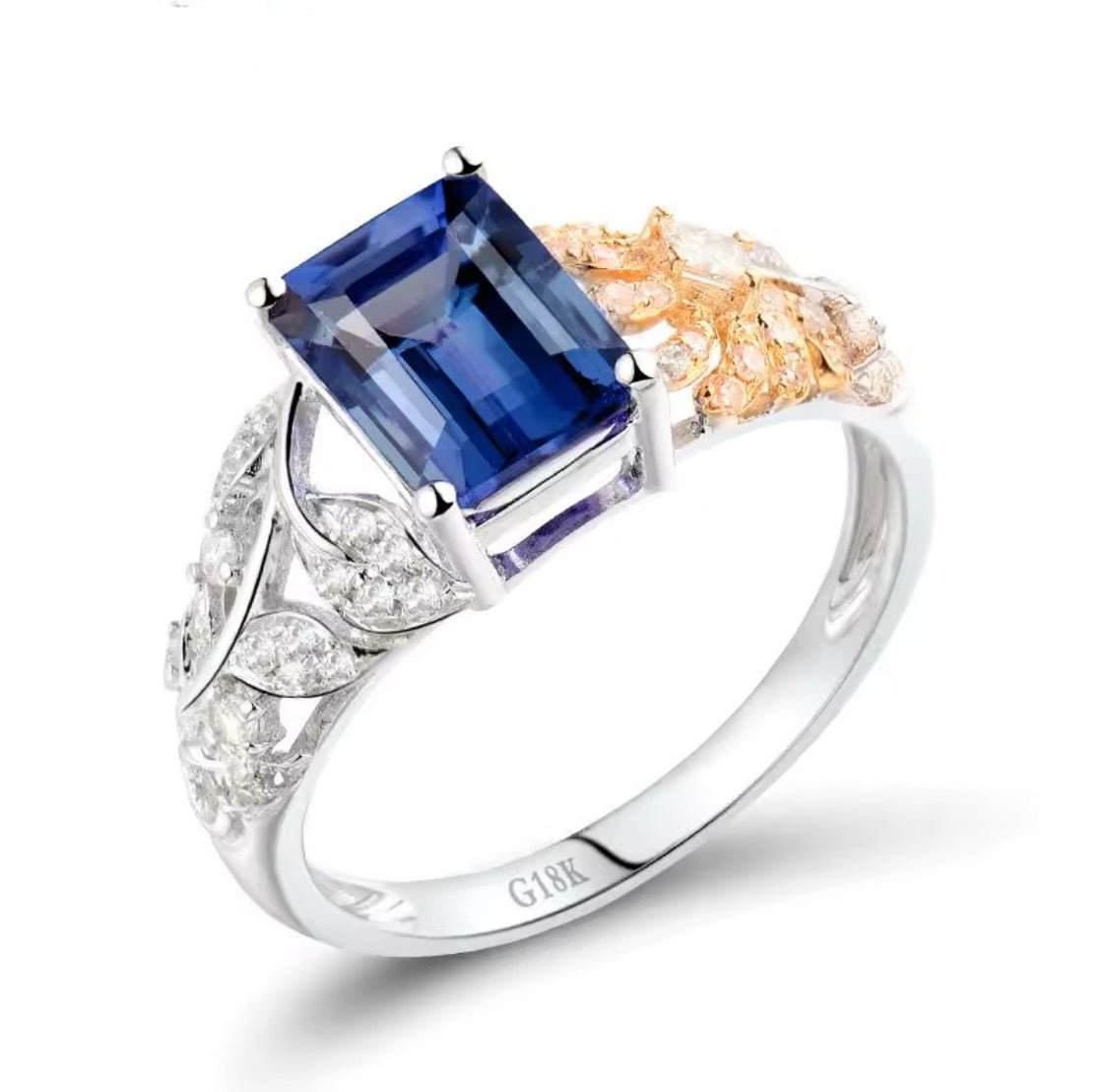 18Kt White Gold 1.97 ct Tanzanite Ring with Diamonds