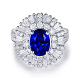 18Kt White Gold 2.50 ct Sapphire Ring with Natural Diamonds (Unisex)