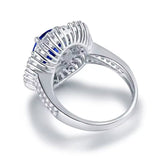 18Kt White Gold 2.50 ct Sapphire Ring with Natural Diamonds (Unisex)