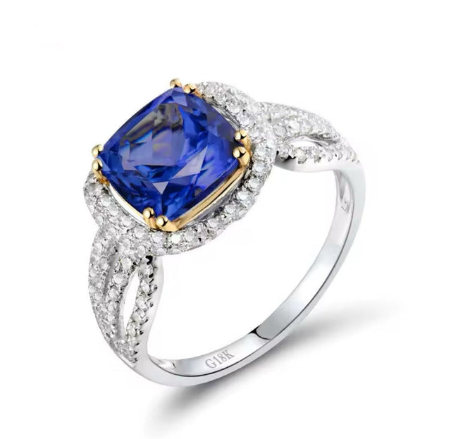 18Kt White Gold 2.77 ct Tanzanite Ring with Diamonds