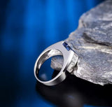 18Kt White Gold 3.19 ct Tanzanite Ring with Diamonds (Men)