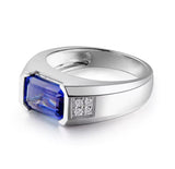 18Kt White Gold 3.19 ct Tanzanite Ring with Diamonds (Men)